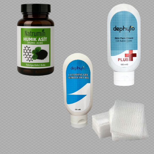 Dephyto Kıl Dönmesi Bakım Seti(Dephyto Pft Plus,Dephyto Temizleme Jeli,Natrumin Humik Asit 60 Kapsül,Gazlı Bez)